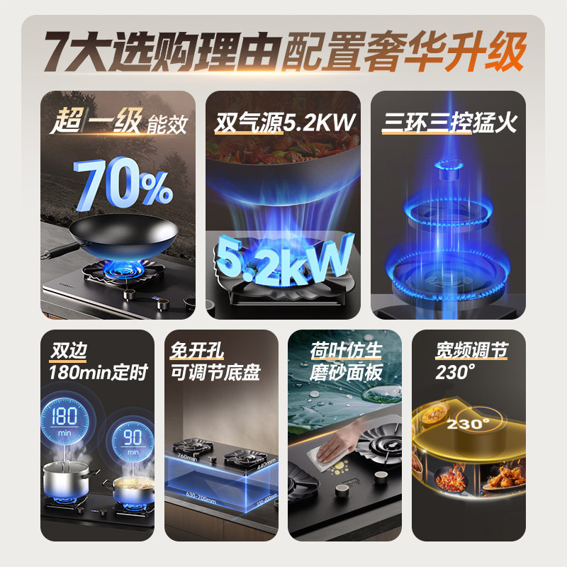  Canbo/康宝 2QB639MJ 三环火焰 燃气灶 全铜火盖 熄火保护