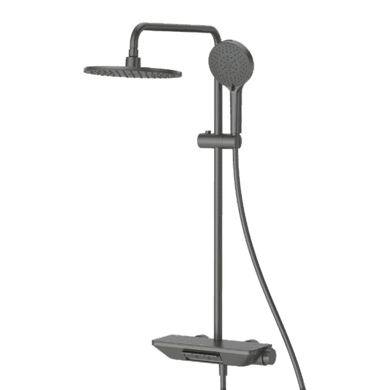 箭牌（ARROW）淋浴花洒套装方杆数显钢琴按键大置物台K880三功能泡泡淋浴花洒 枪灰-专利柔感泡泡33900GGW