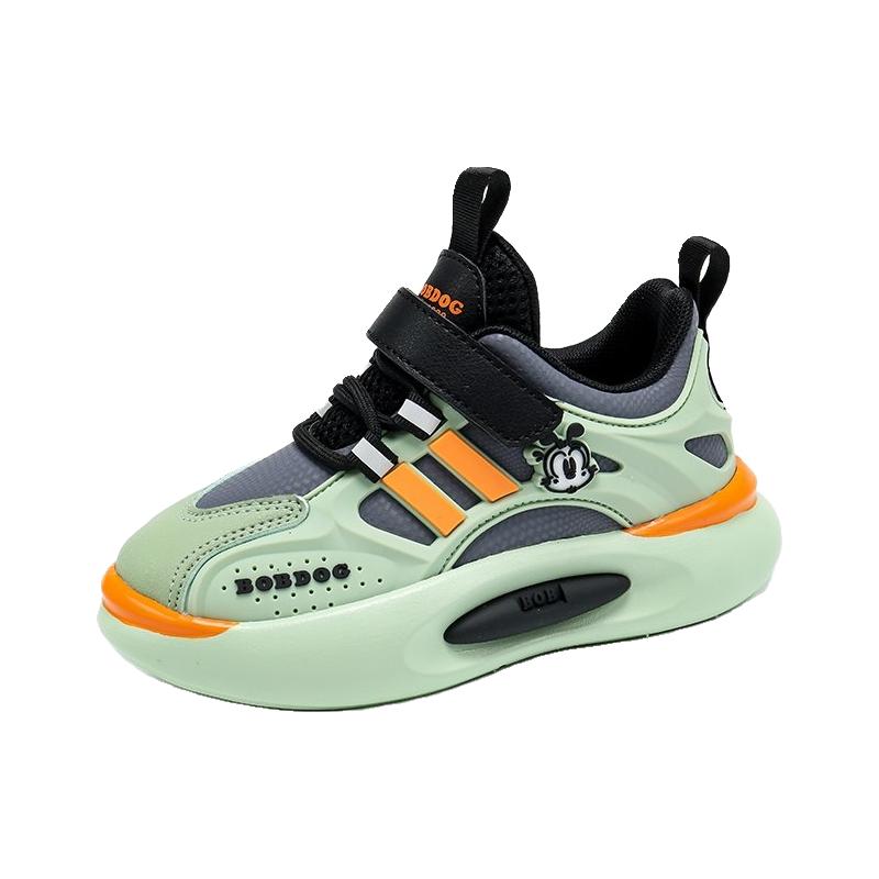 巴布豆鞋子男童2025秋冬软底防滑跑步鞋防水皮面儿童运动轻便
