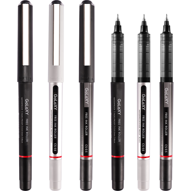 白雪（snowhite）直液式走珠笔0.5mm子弹头中性笔学生考试水笔签字笔黑色12支黑色/盒PVR-155+ 可定制厂家直发