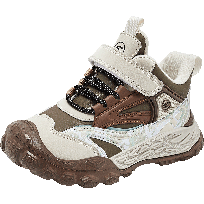 哈比熊（HOBIBEAR）冬季男童加绒鞋保暖女童二棉休闲鞋儿童运动鞋441003咖啡色34码