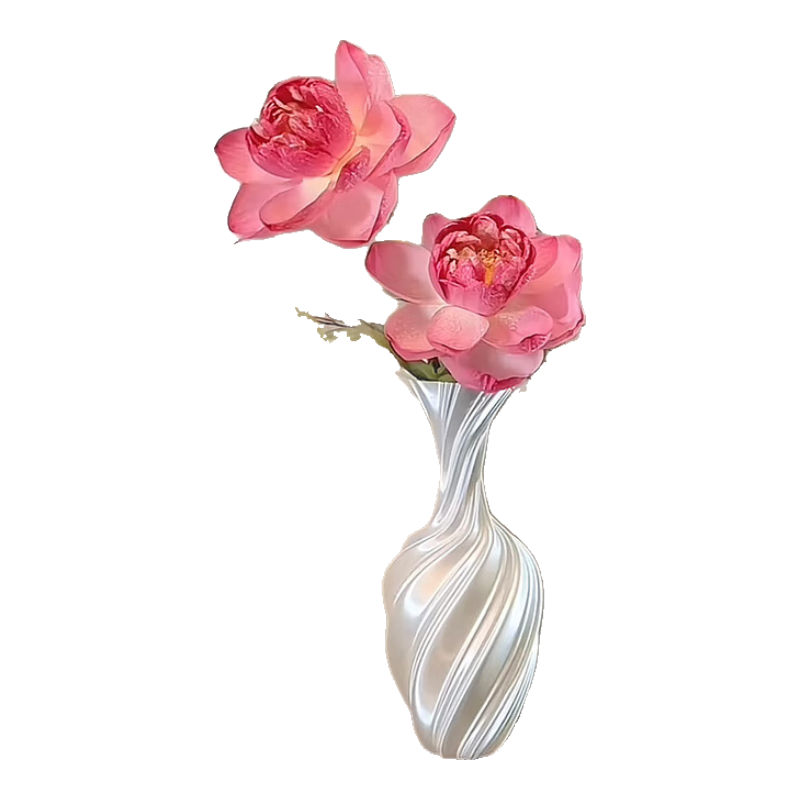范爷家3D打印花瓶摆件高级感丝绸白花器客厅茶几新中式插花瓶水培装饰品