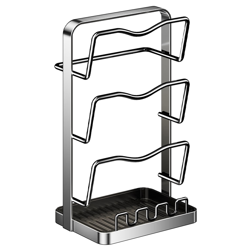 慕家304不锈钢锅盖架厨房置物架壁挂免打孔锅盖置物架多功能放台面 304不锈钢锅盖架【