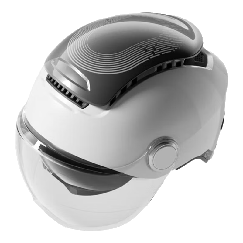 两只小蜜蜂3C认证电动车头盔男女士电瓶车季摩托半盔四季通用夏季透气防晒帽天窗2代 天窗2代【高清双镜】月影白