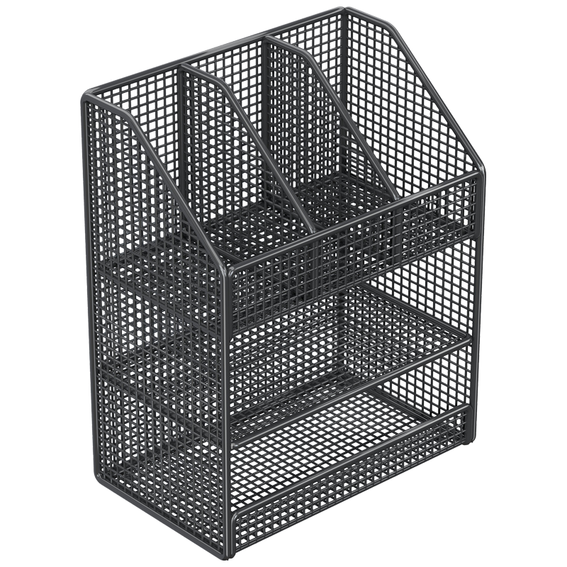 木格格卫生间下水槽置物架浴室洗漱台下橱柜拉篮柜子内收纳抽拉式分层架 黑色三层【横款】无轮