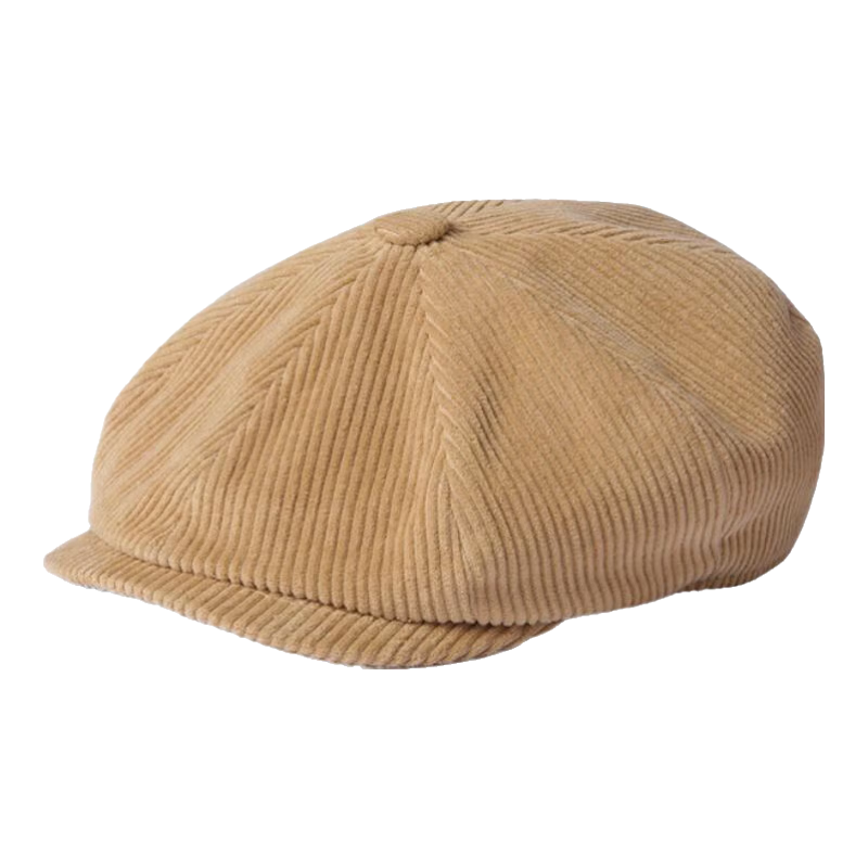 Mr DUCK复古纯棉灯芯绒保暖报童帽秋冬季男鸭舌帽 知识分子风文艺画家帽 浅岩棕（报童帽）-MW461112