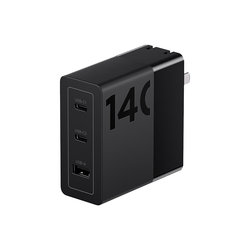 思考本 ThinkPad N135 折叠插脚款 手机充电器 双Type-C 135W+双Type-C 100W 数据线 1.8m 黑色
