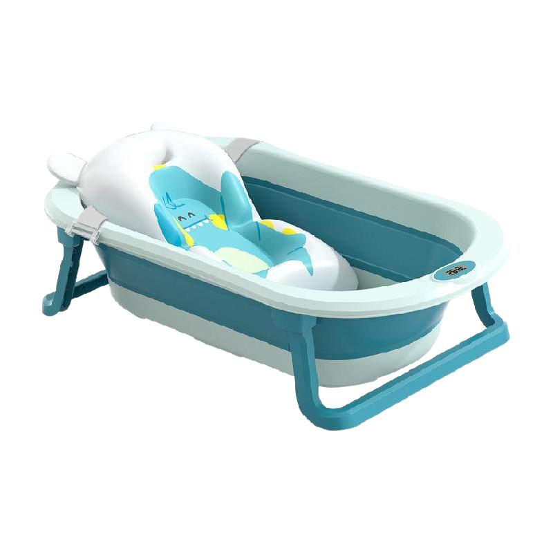 孕味妈咪 2001 儿童折叠浴盆 感温款+小恐龙浴垫