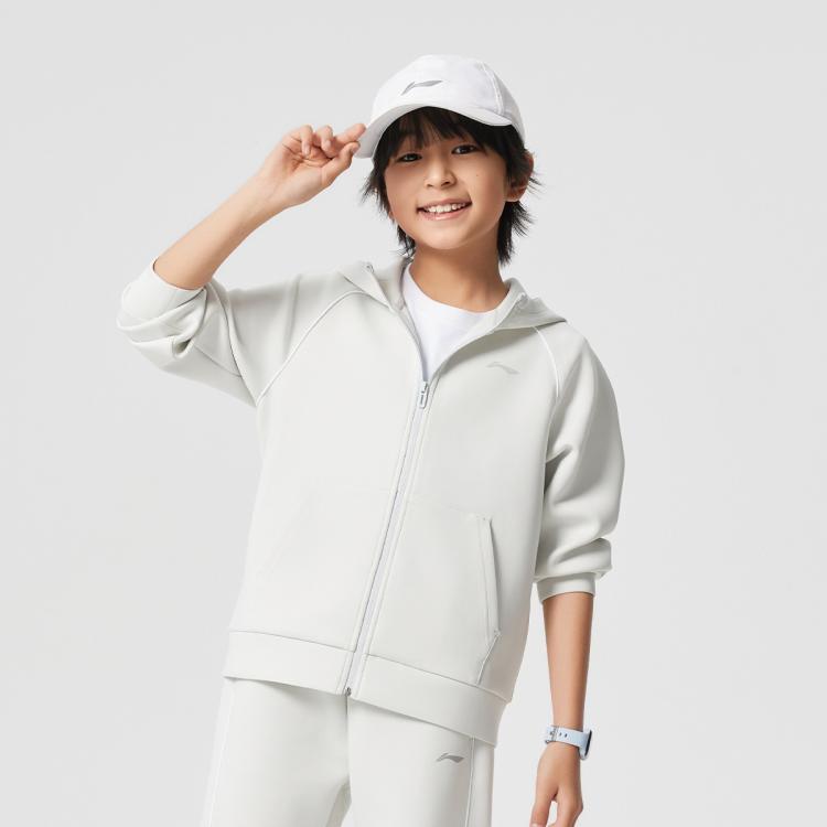 李宁 LI-NING 儿童卫衣男女小大童开衫长袖外套连帽春秋童装