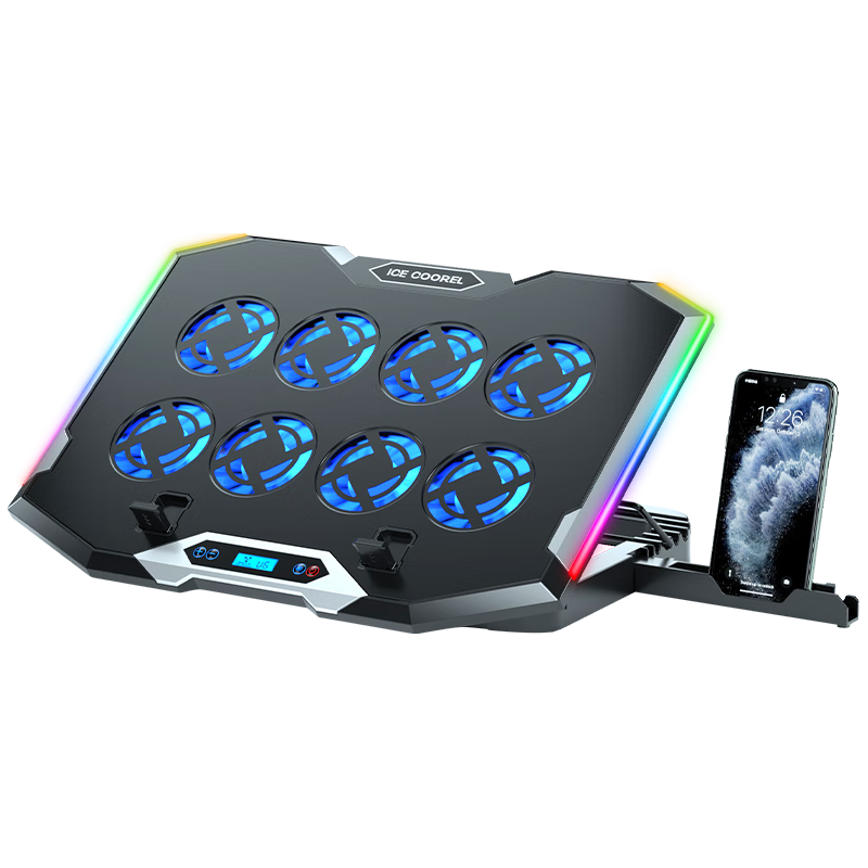  ICECOOREL/酷睿冰尊 可调速八核降温风扇 笔记本散热器 电脑支架 RGB灯光