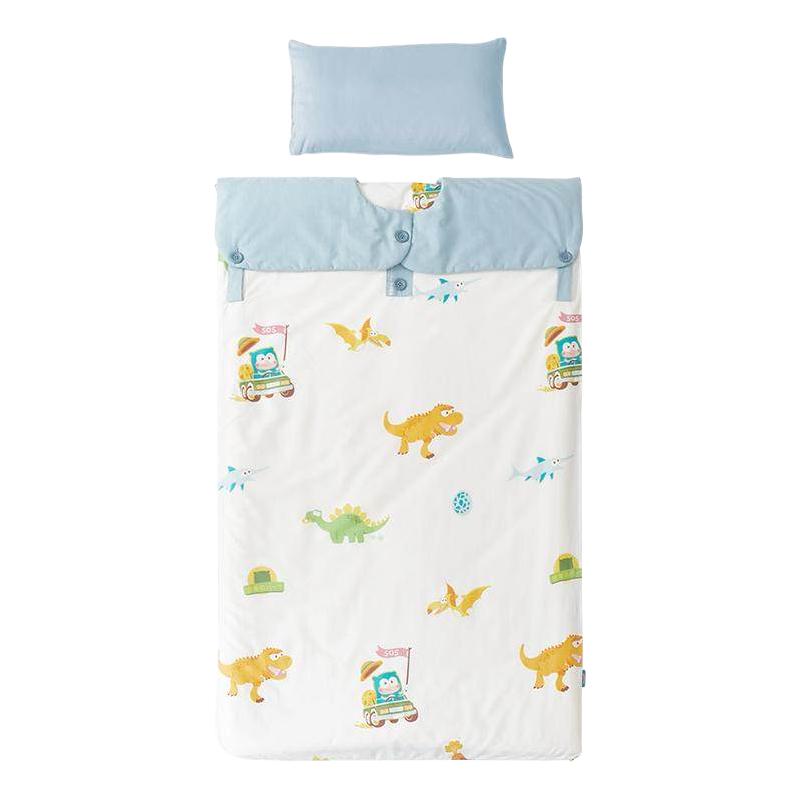 匹鲁儿童春秋四季防踢被婴儿睡袋 幼儿园宝宝秋冬加厚四季通用被子 恐龙绿 冬款 90*150cm