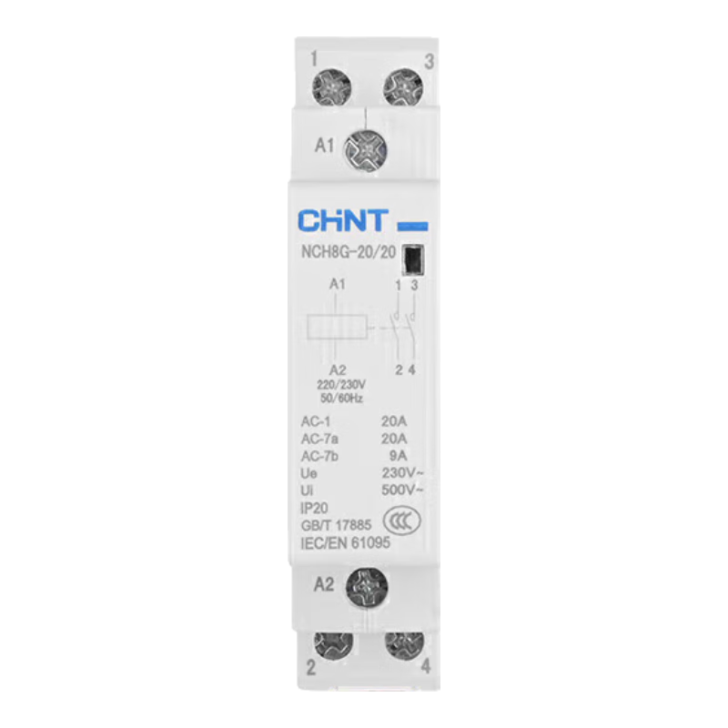 正泰 NCH8G-20/20 二常开20A 220/230V 家用小型单相交流接触器