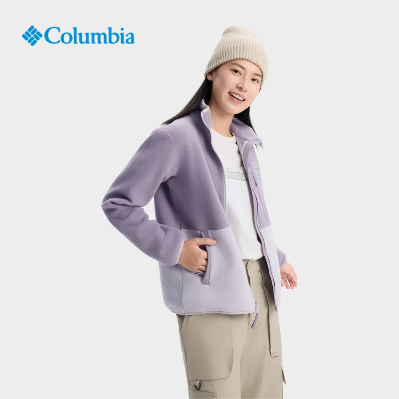 Columbia哥伦比亚户外女子银点热能运动旅行保暖徒步抓绒衣XR7225 554 紫灰色拼珍珠紫 M(160/84A)