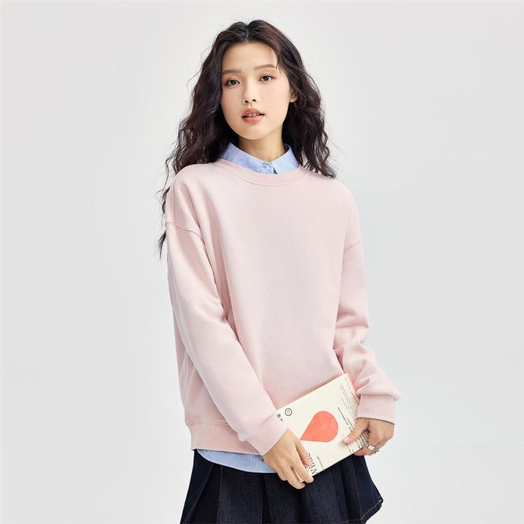 佐丹奴 2025年秋冬简约纯色基础百搭圆领长袖针织宽松套头卫衣女款