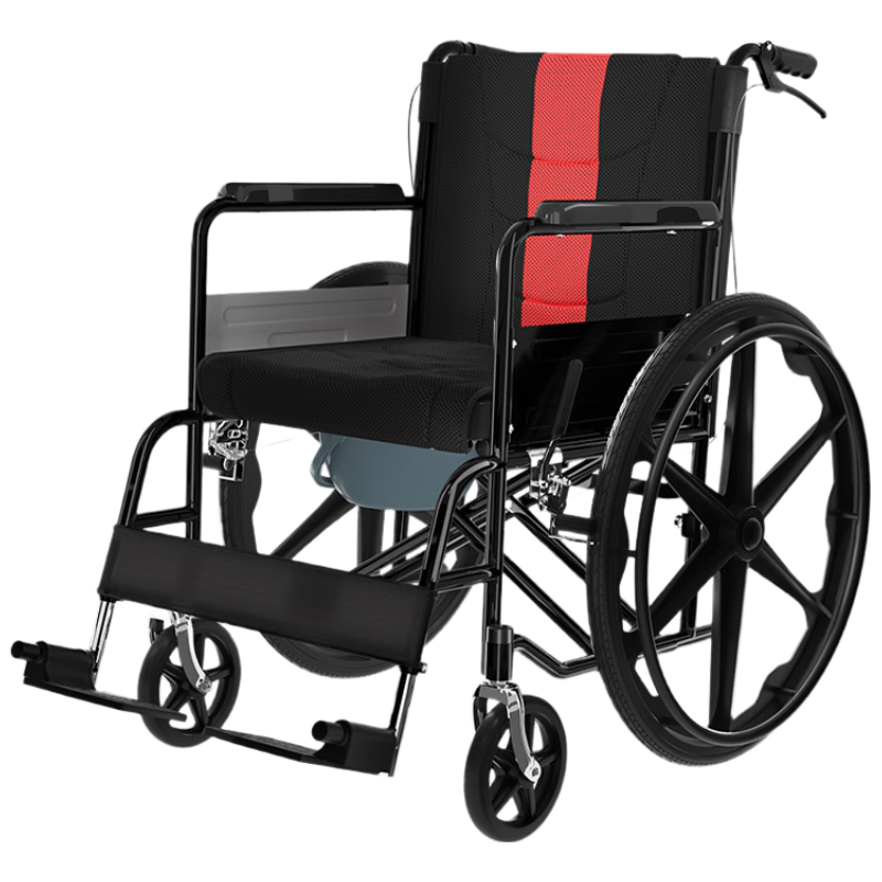 京巧轮椅轻便折叠便携式轮椅车家用带坐便器老年人出行手推代步车