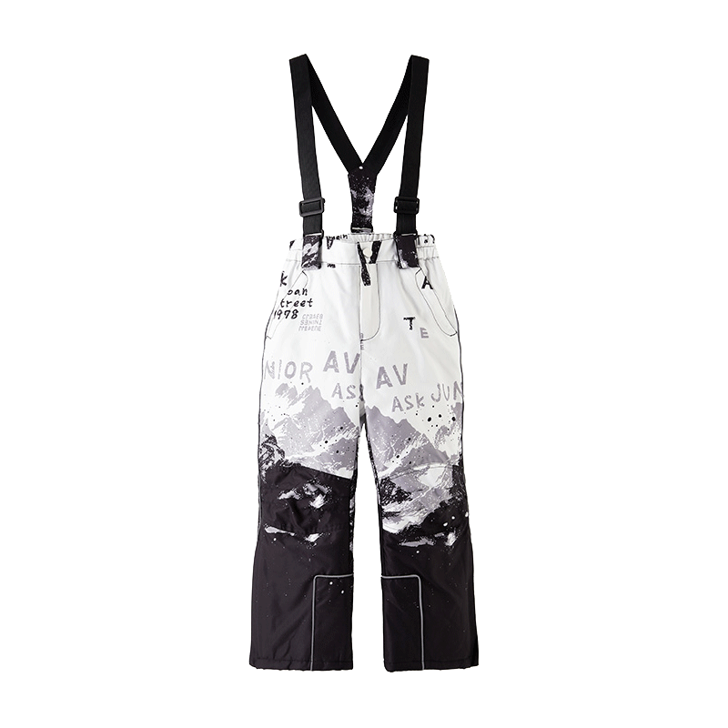 男童裤子冬装夹棉加厚保暖直筒长裤儿童滑雪裤背带裤