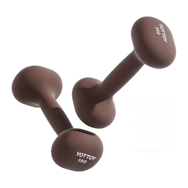 yottoy浸塑哑铃男士女士家用器材宿舍力量训练肌肉塑形 琥珀棕5kg*2 5kg*2/赛事训练同款+课程 琥珀棕