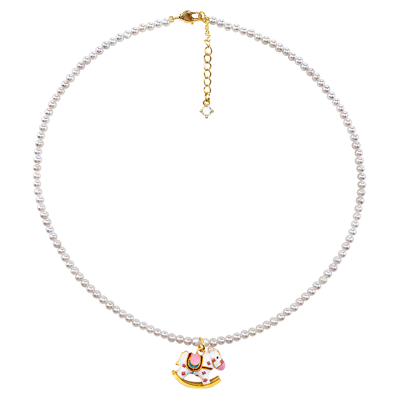 天使之泪淡水珍珠项链小米珠项链baby珠锁骨链胖东来同款可爱小木马