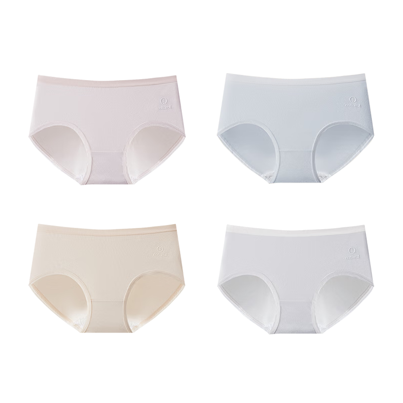 雅鹿【灭菌免洗即穿】纯棉女士内裤女抑菌中腰无痕大码少女三角裤头 灭菌免洗 4条 L (165) 95-110斤