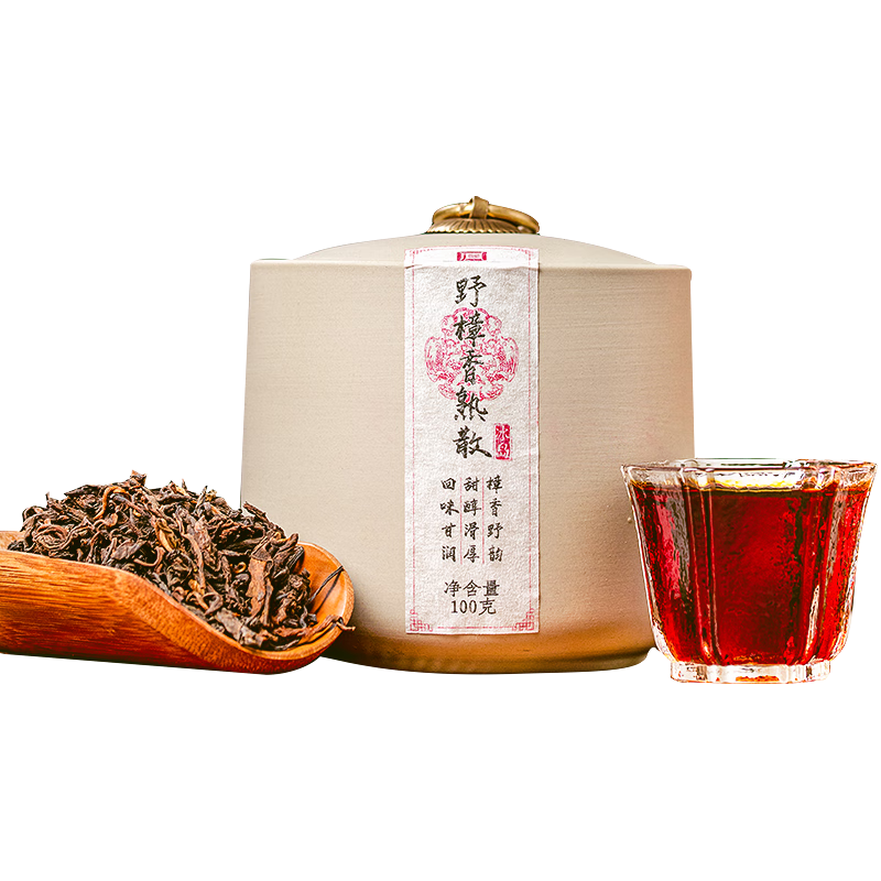 凌顶 凌顶茶叶冰岛普洱茶熟茶散茶野樟香熟散熟普洱100g紫砂罐装 冰岛野樟香熟散100g*1罐