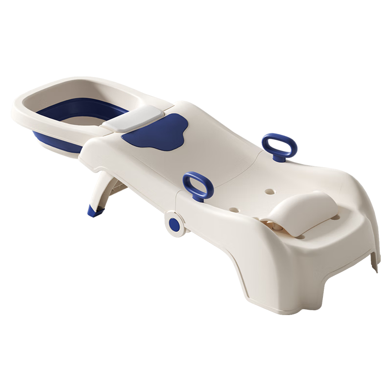 劳可里尼（NOCOLLINY）儿童洗头躺椅宝宝洗头可折叠家用小孩坐洗发婴儿洗头发床凳子 【豪华款0-16岁】可拉伸PVC头枕 20°倾角靠背，洗头不湿衣