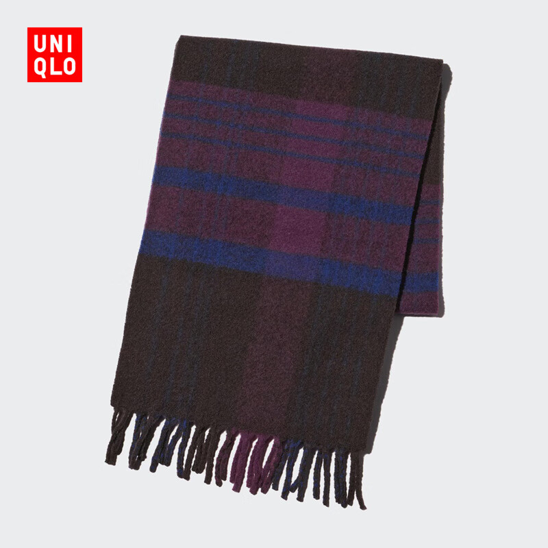 优衣库女装souffle yarn舒芙蕾围巾25秋冬479246 39 棕黑色 均码(210 × 40 cm)