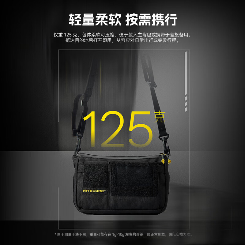 奈特科尔【联名款】slb08机能通勤2L斜挎包可扩展molle织带副包 黑色【2L容量】
