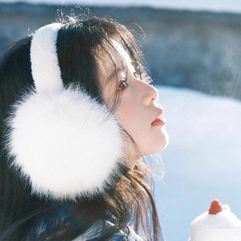 白色可爱毛绒耳罩女冬季韩版百搭保暖耳套耳包骑行加厚防寒耳捂子