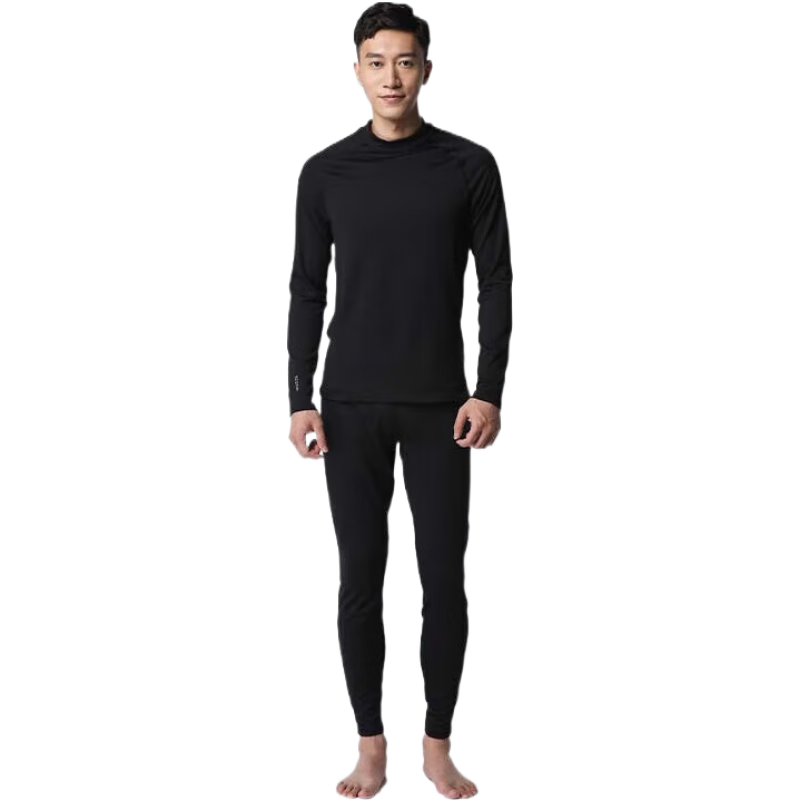迪卡侬保暖内衣男秋衣裤套装速干滑雪运动户外 【男士】黑色套装 XXL