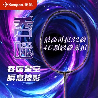 薰风 吞噬 羽毛球拍打感出色超轻4U全碳素纤维专业进攻型训练比赛单拍 吞噬【白色线】3球1胶1高弹线 25磅(业余初级)