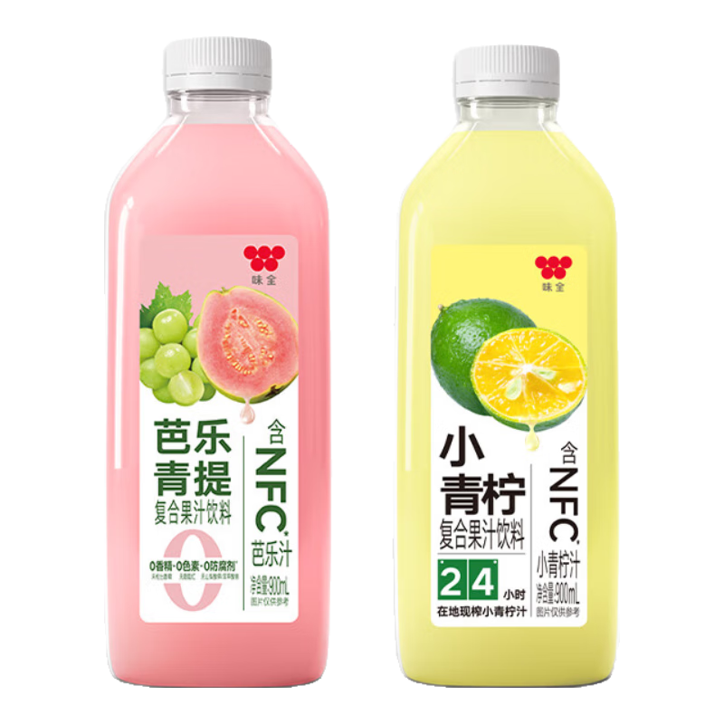 味全 WEICHUAN混合果蔬汁冷藏饮料 新鲜水果汁饮料 芭乐青提/小青柠 900ml*4瓶