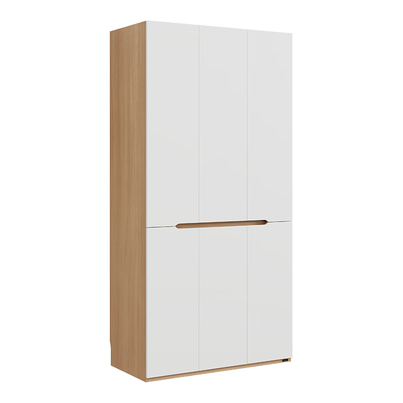 全友家居简约奶油风加高三门衣柜卧室家用衣橱衣服收纳储物柜一体靠墙 【1.2*2.4m】三门衣柜