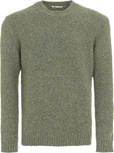 ZARA 圆领森系麻花针织显瘦修身休闲毛衣