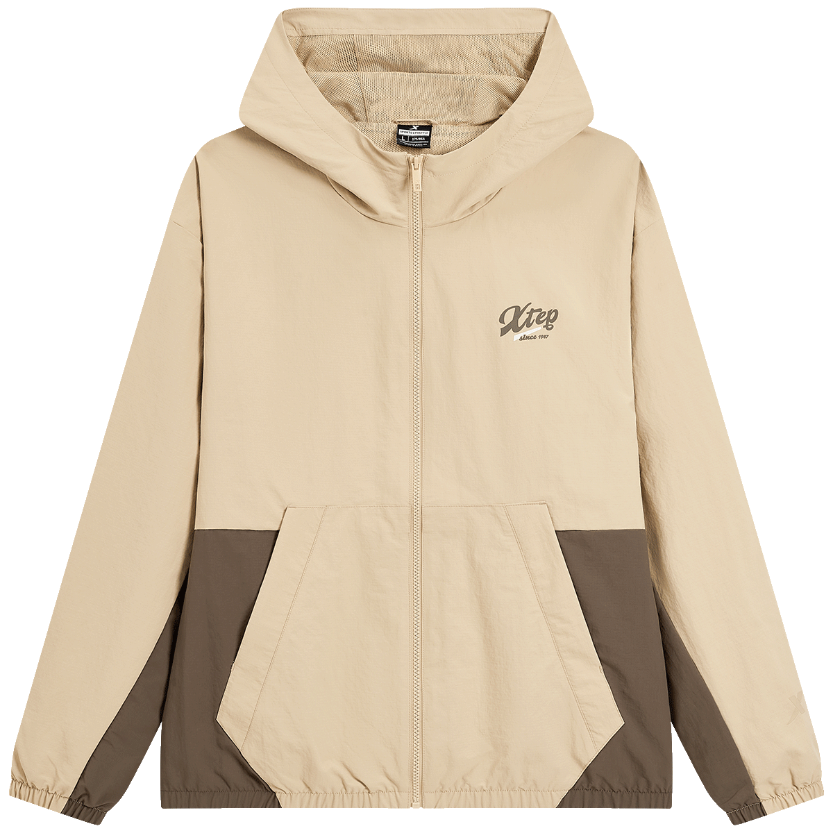特步 XTEP 连帽男士夹克保暖双层夹克上衣款户外防风登山服