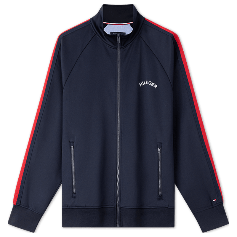 TOMMY HILFIGER Tommy Hilfiger 男拼色刺绣立领拉链开衫运动服卫衣外套