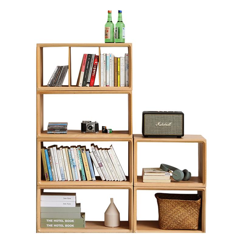 北欧书架实木小书柜自由组合客厅组合柜格子柜卧室简易单个柜子