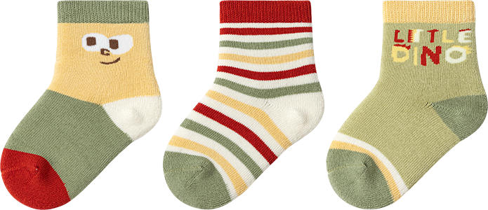 巴拉巴拉 不勒腿三双装儿童袜子宝宝保暖冬季厚男童女童毛圈袜弹力儿童短袜