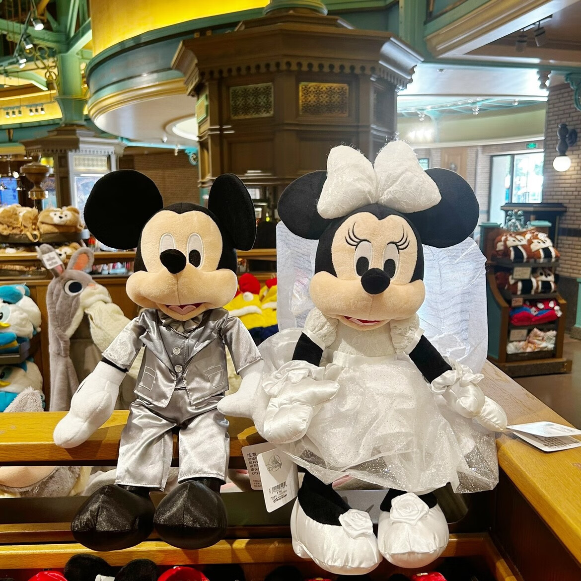 迪士尼（Disney）上海迪士尼米奇米妮新婚公仔玩偶娃娃毛绒玩具礼物结婚纪念礼物 新郎米奇公仔西式 乐园代购