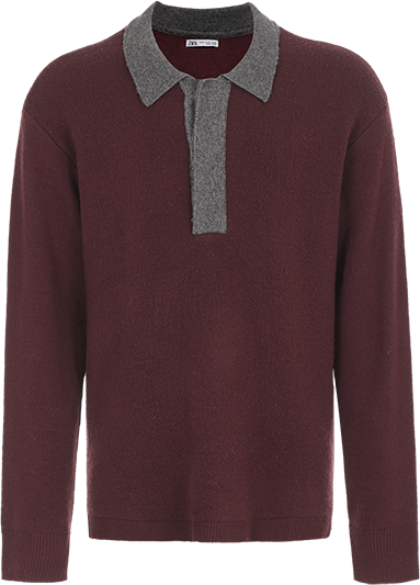 ZARA 【复古回潮】男式潮流拼色舒适日常通勤长袖翻领套头针织衫