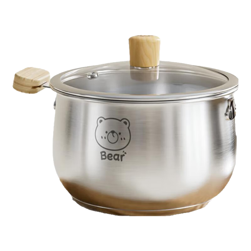 双枪316不锈钢汤锅蒸锅奶锅宝宝辅食锅婴儿煎煮一体一人食小汤锅蒸锅 【医用级316L不锈钢】汤锅 18cm 【医用级316不锈钢】汤锅 18cm