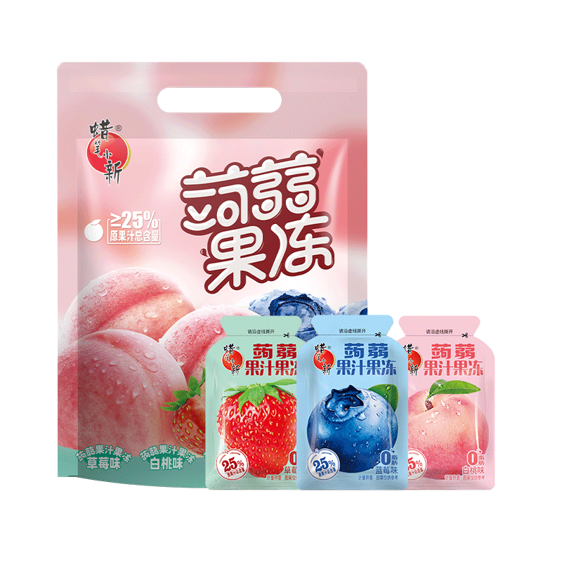 【10点抢】蜡笔小新1.1kg蒟蒻果冻乳酸菌0脂肪魔芋儿童果冻零食f 【1大袋白桃/草莓/百香果味】蒟蒻果冻