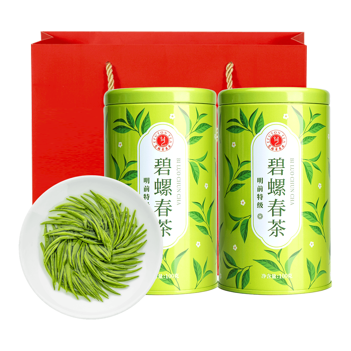 EFUTON 艺福堂 2罐碧螺春特级绿茶浓香型明前茶叶自己喝嫩芽