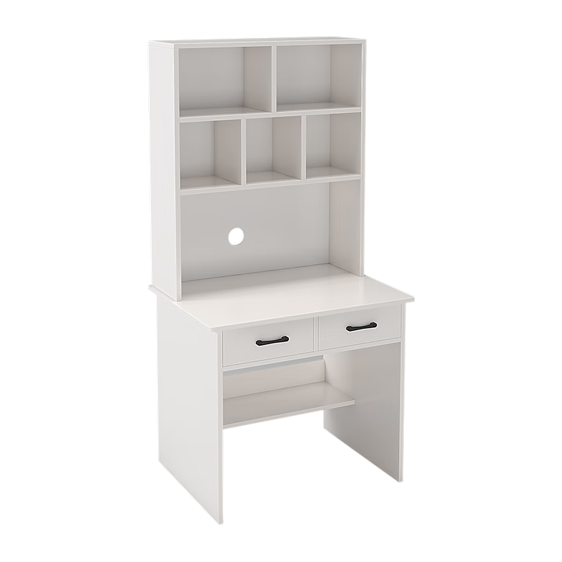 木匠印记电脑桌书架一体桌子实木书桌卧室家用加厚学习桌小户型写字台 补贴【15mm生态实木板】白色 60cm 送货入户