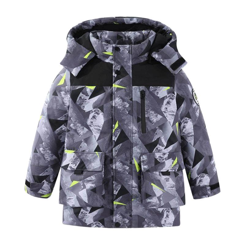 雪中飞kids童装儿童羽绒服男童中大童洋气拼接迷彩加厚羽绒服