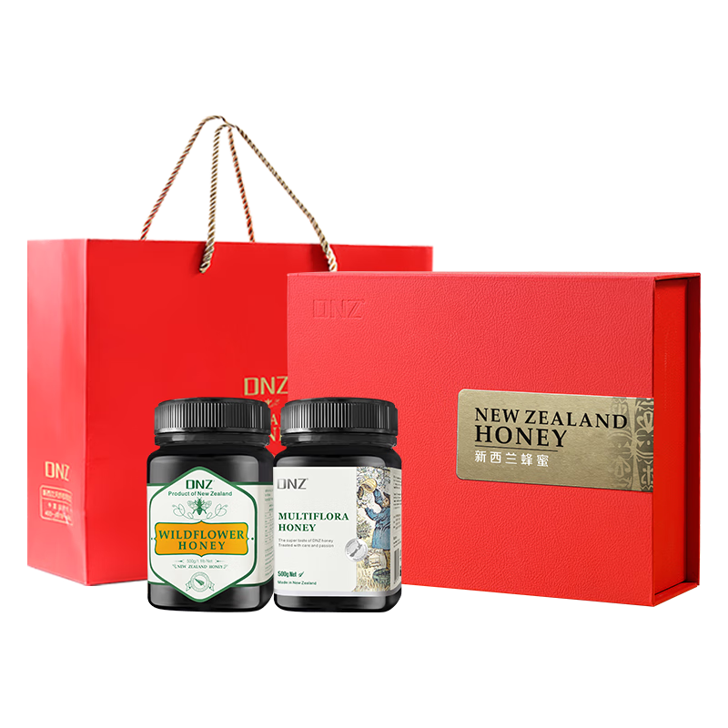 DNZ 新西兰进口 DNZ双瓶装尊享礼盒 野花500g搭配多花种500g蜂蜜