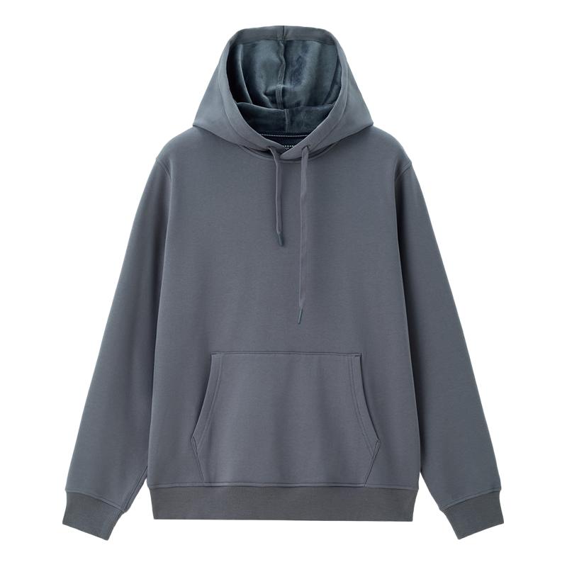 佐丹奴抓绒衣男加绒保暖休闲帽衫男生袋鼠兜连帽套头卫衣13024854