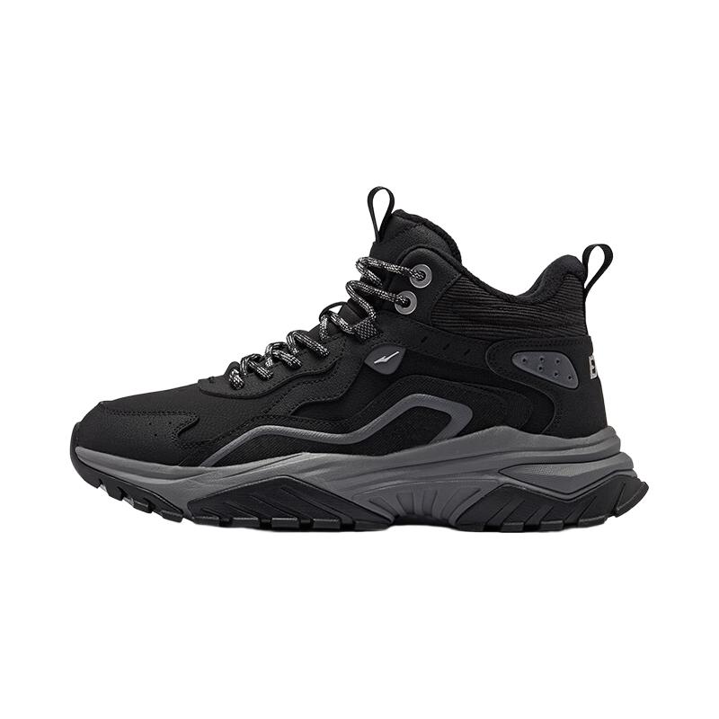 鸿星尔克暖阳3加绒休闲鞋冬季男鞋户外棉鞋防滑保暖加厚雪地靴运动鞋 正黑 42