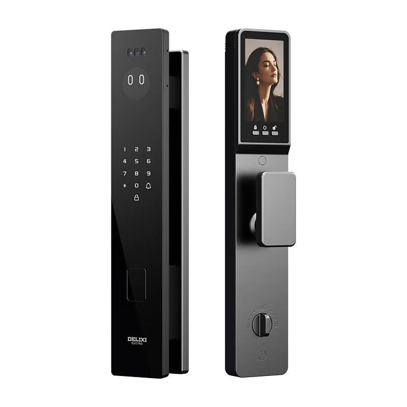 德力西电气AI语音智能门锁掌静脉3D人脸猫眼大屏指纹锁全自动防盗入户密码锁 D9 Max-接入涂鸦APP【12种解锁方式+4.5寸高清大屏】