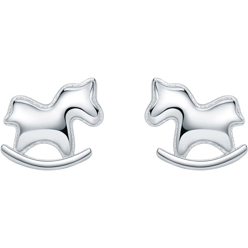 周六福（ZLF）新年S925银萌趣小马耳钉女小众设计感本命年生肖马耳饰首饰 耳饰