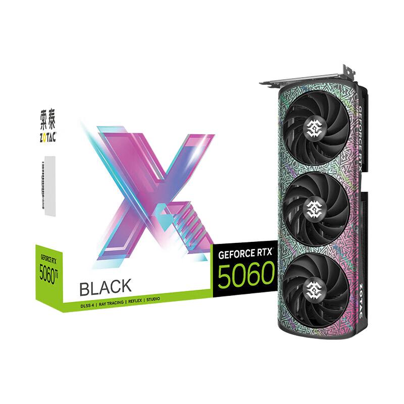 索泰 GeForce RTX5060ti 16G  星辰/月白/X GAMING/电竞游戏AI绘图设计独立显卡 RTX5060Ti 16GB X-G  OC 黑色